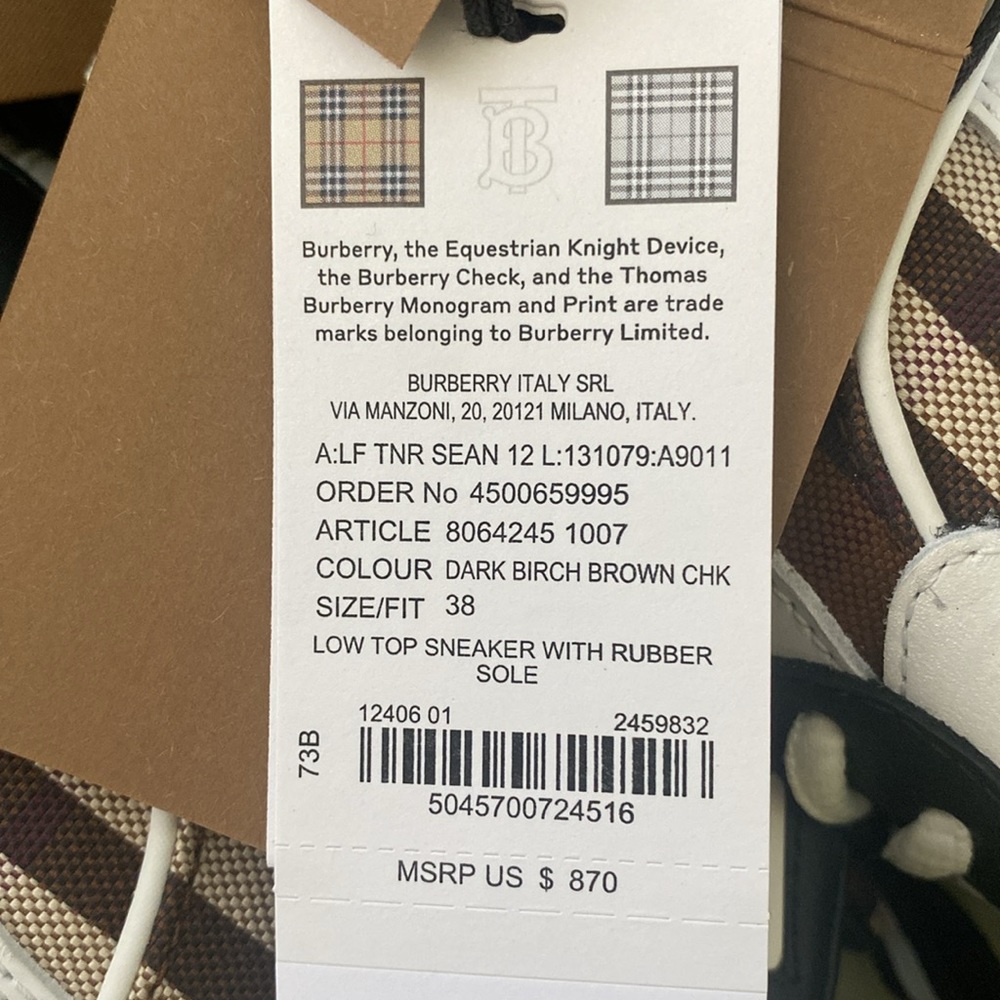 Burberry low top sneaker dark brown size 38 - Picture 8 of 8